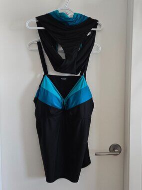 Black & Teal Two‑Piece Swim Set – Fits 1X–2X
